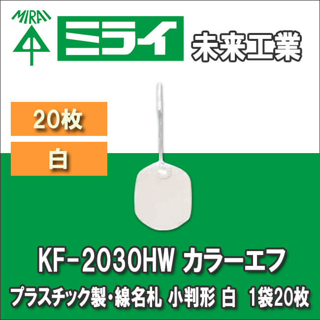 未来工業  KF-2030HW カラーエフ プラスチック製・線名札 小判形 白 1袋20枚